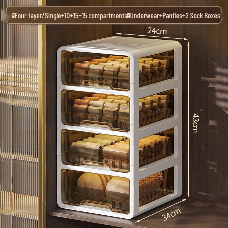 Three-in-One Drawer-Style Underwear, Sock & Panty Organizer Box