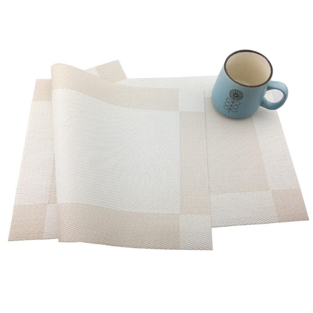 Blue 6Pcs/Lot Placemat For Dining Tableware Pad Beige PVC Table Mat Placemats Pads Bowl Coaster Kitchen Accessories