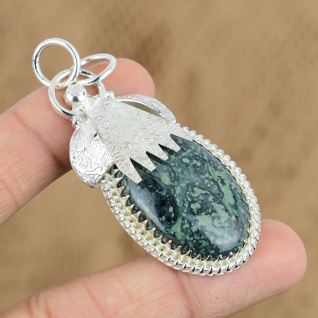 Wedding Gift For Her 925 Sterling Silver Natural Kambaba Jasper Gemstone Pendant