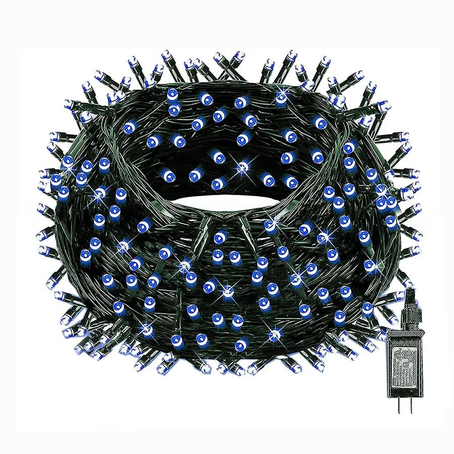 

Зеленые гирлянды для улицы 20 м 50 м 100 м вилка в рождественскую гирлянду водонепроницаемая светодиодная гирлянда 8 режимов для декора дерева 10M 100LEDS&110V US Plug синий