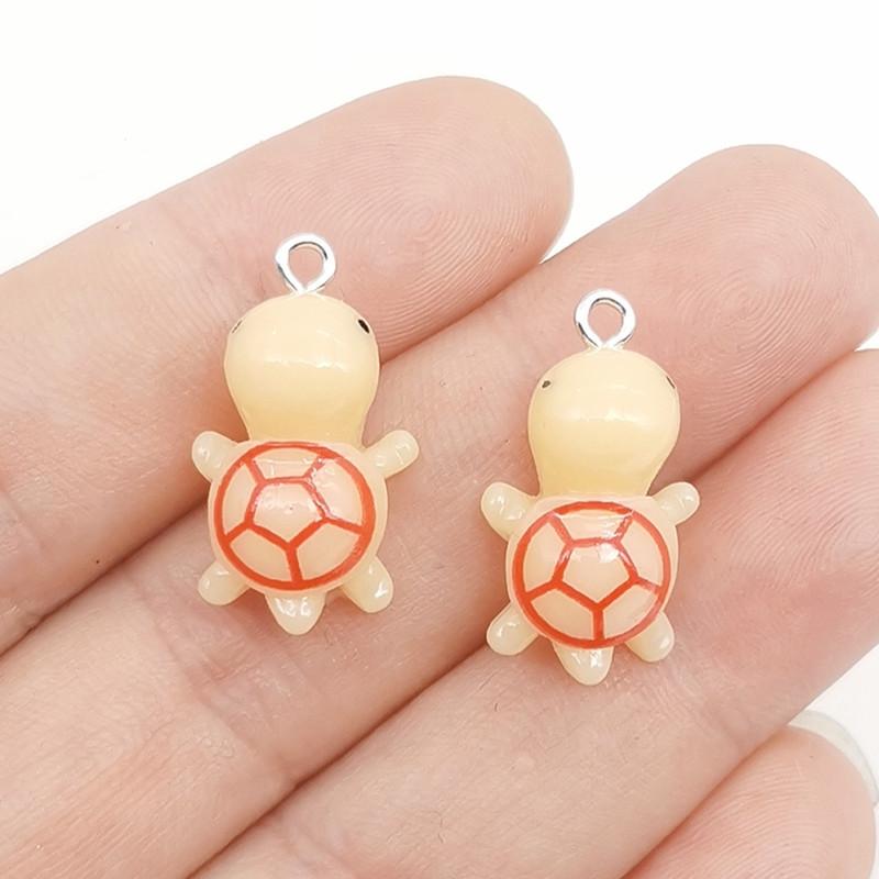 5pcs Cute Mini Fun Green Turtle Charms Animal Resin Pendant for Jewelry Making Accessories DIY Earrings Necklace Keychain