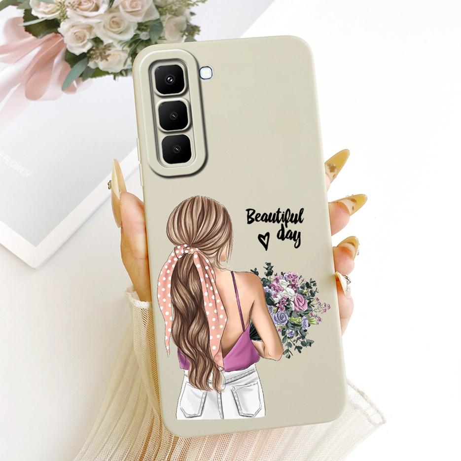 For Infinix Hot 70 5G Case X6895 X6895B Pretty Girl Sunflowers Painted Cover Soft TPU Phone Case For Infinix Hot 70 Hot70 Fundas