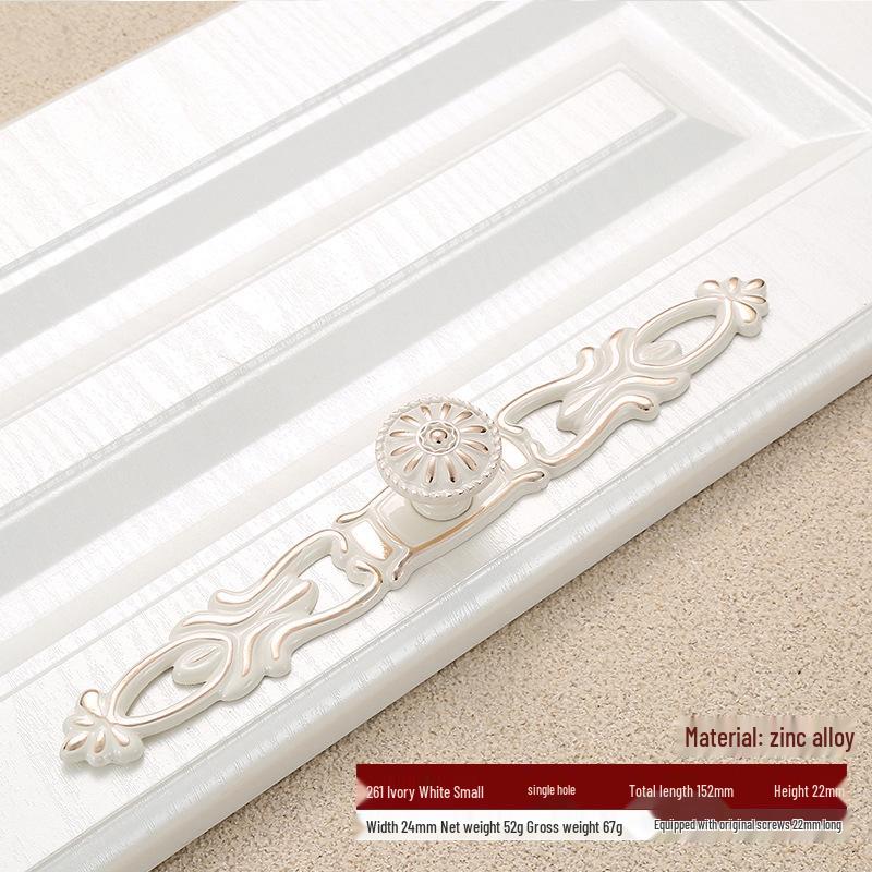 Ivory White Zinc Alloy Minimalist Round Pull Handle for Cabinets and Drawers
