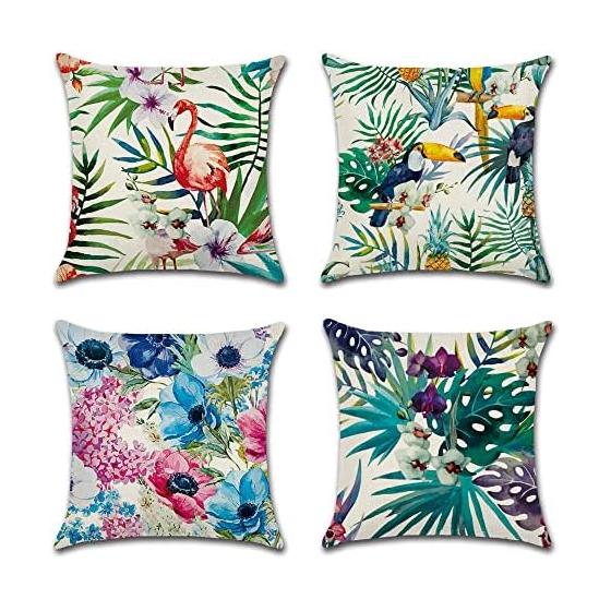 Set of 4 Cushion Covers Scandinavian Flax Simple Cushion Cover Stylish Classic Sofa Backrest Body Pillow Car Interior Decoration Wedding Gift Present