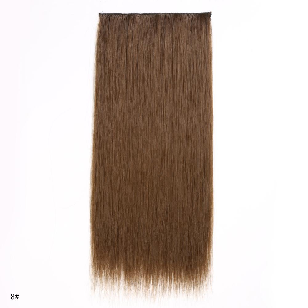Synthetic Hair Extension Clip Ins One Piece With 5clips Long Straight Hair Brown Blonde Color For Women Daily Use