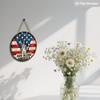2D Flat God Bless America Statue of Liberty Round Wooden Hanging Sign, Vintage Patriotic Door Hanger, USA 4th of July Independence Day Decor