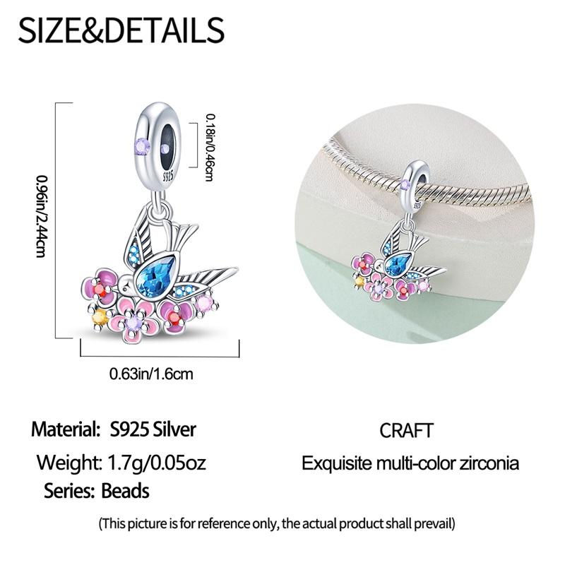 925 Sterling Silver Bouquet of Flowers Cat Swallow Snail Butterfly Pendant Charms Beads Fit Bracelet DIY Birthday Jewelry Gift