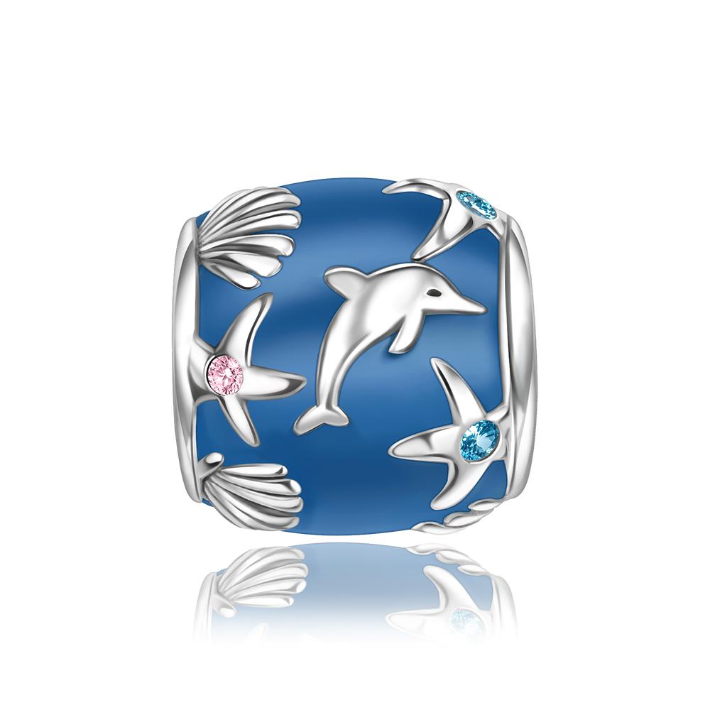 Exquisite 925 Silver Blue Charms Butterfly Flower Heart Fish Dolphin Beads for Necklace DIY Bracelet Present Jewellery