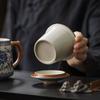 400ml Blue and White Ceramic Tea Mug with Lid – Handmade Floral Coffee Cup, Traditional Chinese Design for Home and Office