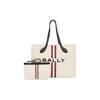 Bally Large Capacity Open Design Fabric Tote Bag Shopping Bag Handbag Women Tote Natural Black Gold 6307789