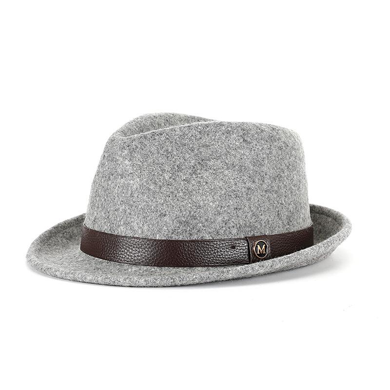 Hat autumn and winter pure wool top hat woolen retro French British jazz hat rolled edge felt hat
