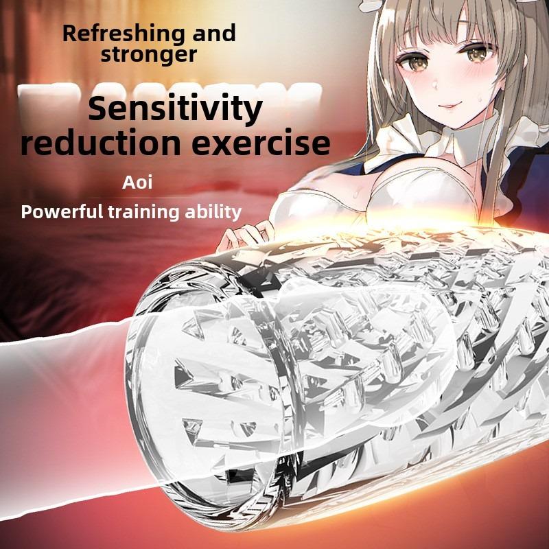 Airplane Cup Transparent Male Manual Masturbation Penis Exerciser Adult Erotic Sex Products