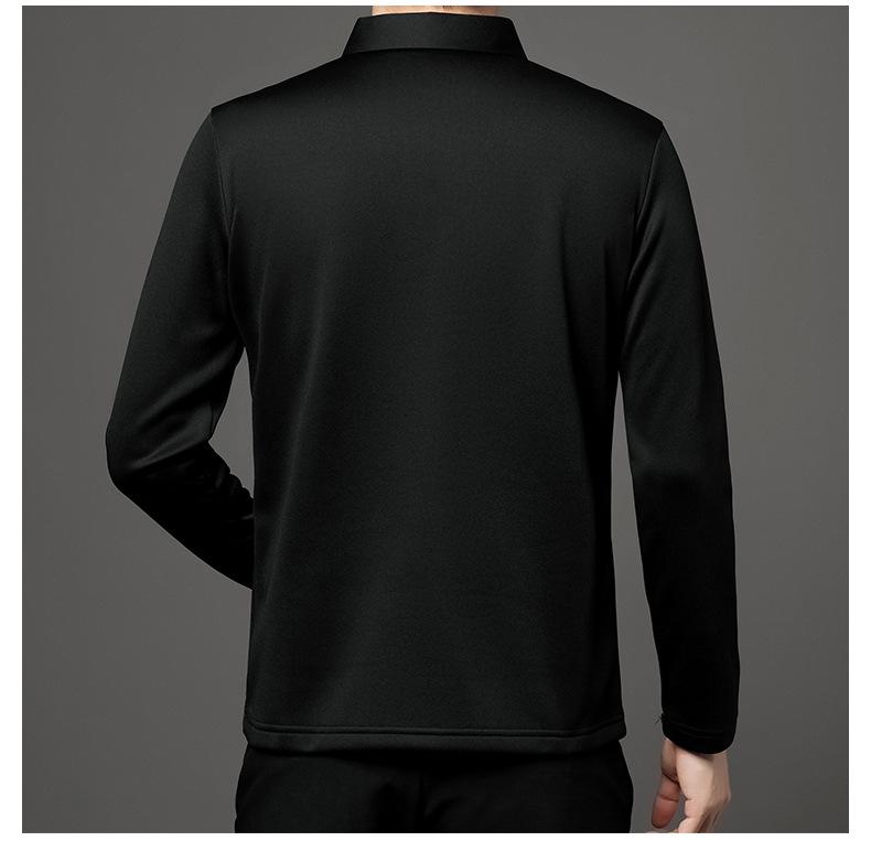 Men's Long Sleeve Half-Zip Polo Shirt - Casual Turn-Down Collar for Middle-Aged & Young