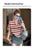 Striped Shoulder Versatile Casual Knitted Short-Sleeved T-Shirt for Women