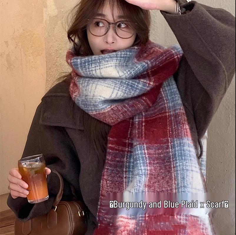 Korean Imitation Cashmere Plaid Scarf for Women - Thick, Warm, Versatile Autumn/Winter Fashion