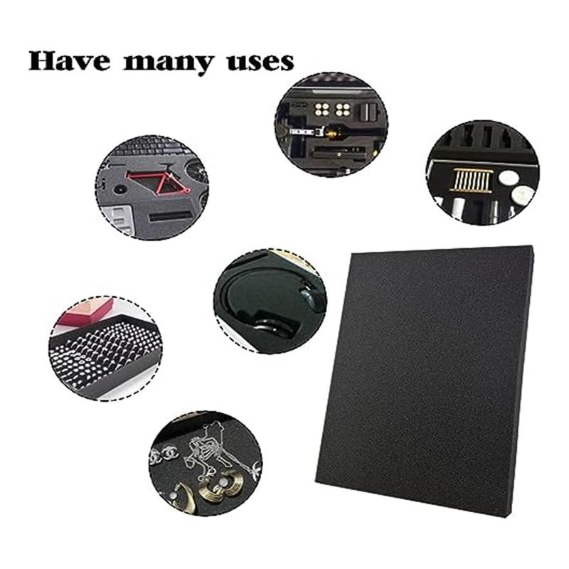 #33R DIY & Tools,6 PCS Polyurethane Foam Pads for Case Packaging Toolbox, 40X30X3cm,black