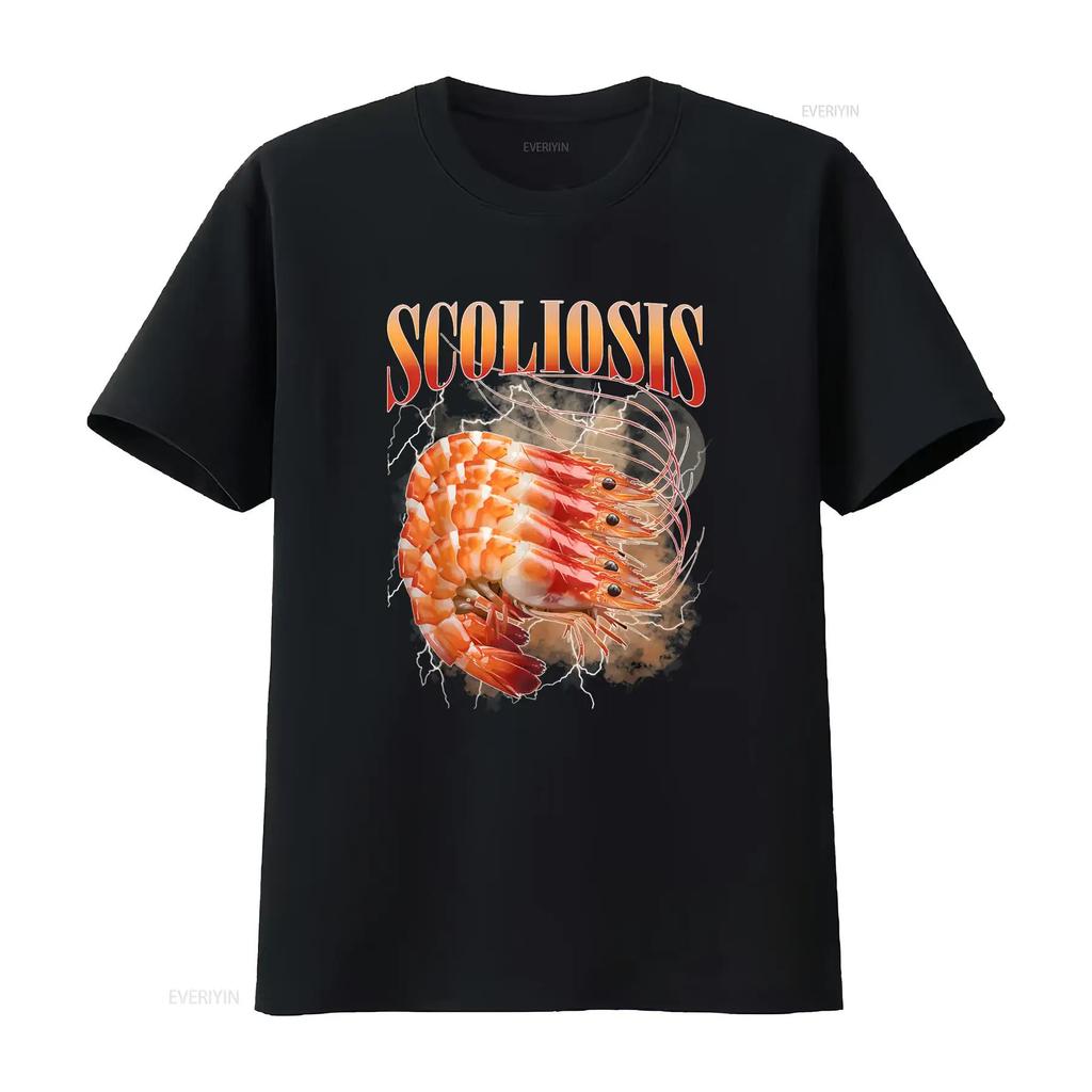 Scoliosis Shrimp T Shirt vintage Washed Versatile Top For Everyday Wear Stretched Comfortable Stylish Soft fashion Slightly