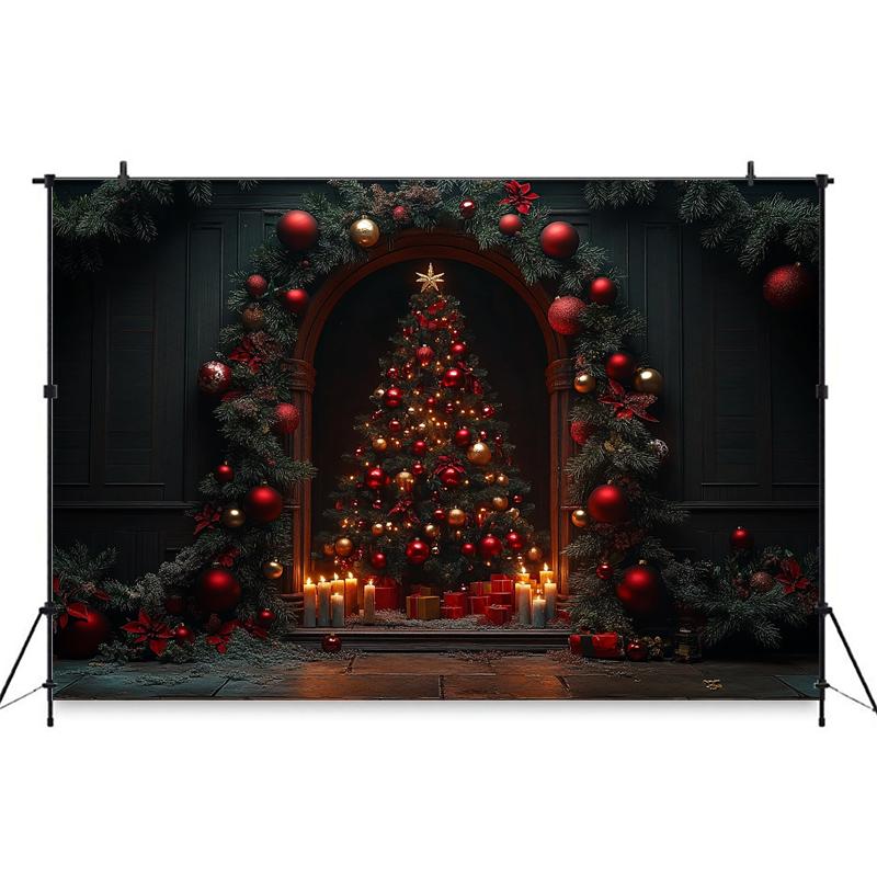Mocsicka Christmas Tree Backdrop Photography Home Candle Wall Gift Decoration Background Props Studio Wallpaper Banner Photocall