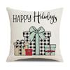 New Home Christmas Pillow Linen Black and White Checkered Cartoon Print Pillow Case Holiday Dress Up Cushion