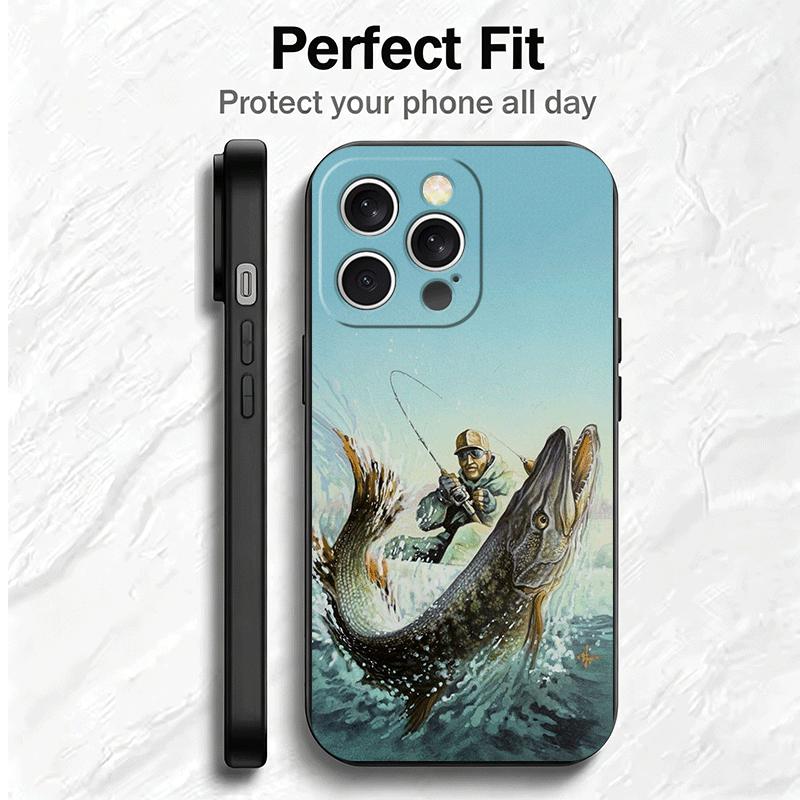 Hunting Fishing Man Soft Phone Case for iPhone 16 16E 17 Air 15 Pro Max 14 Plus 13 Mini 11 12 7 Black Cover Back Shell