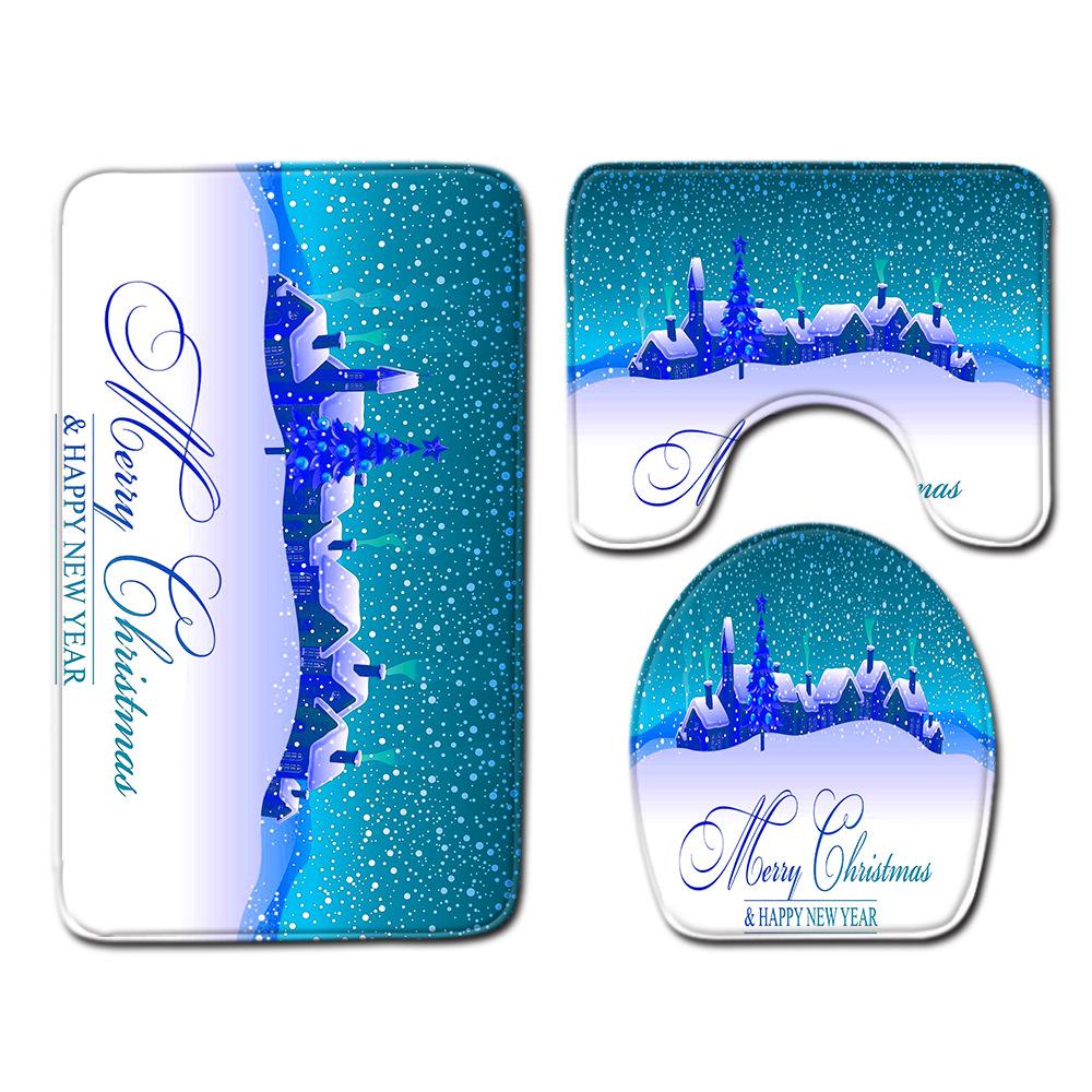 

Christmas Bathroom Floor Mat Toilet Three-Piece Set 45cmx75cm