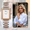 Stainless Square No With With Calendar Quartz Gold New Day Wristwatch, Women's, Waterproof, Rainproof, Steel, Dial, Index, Adjustable, Thin,