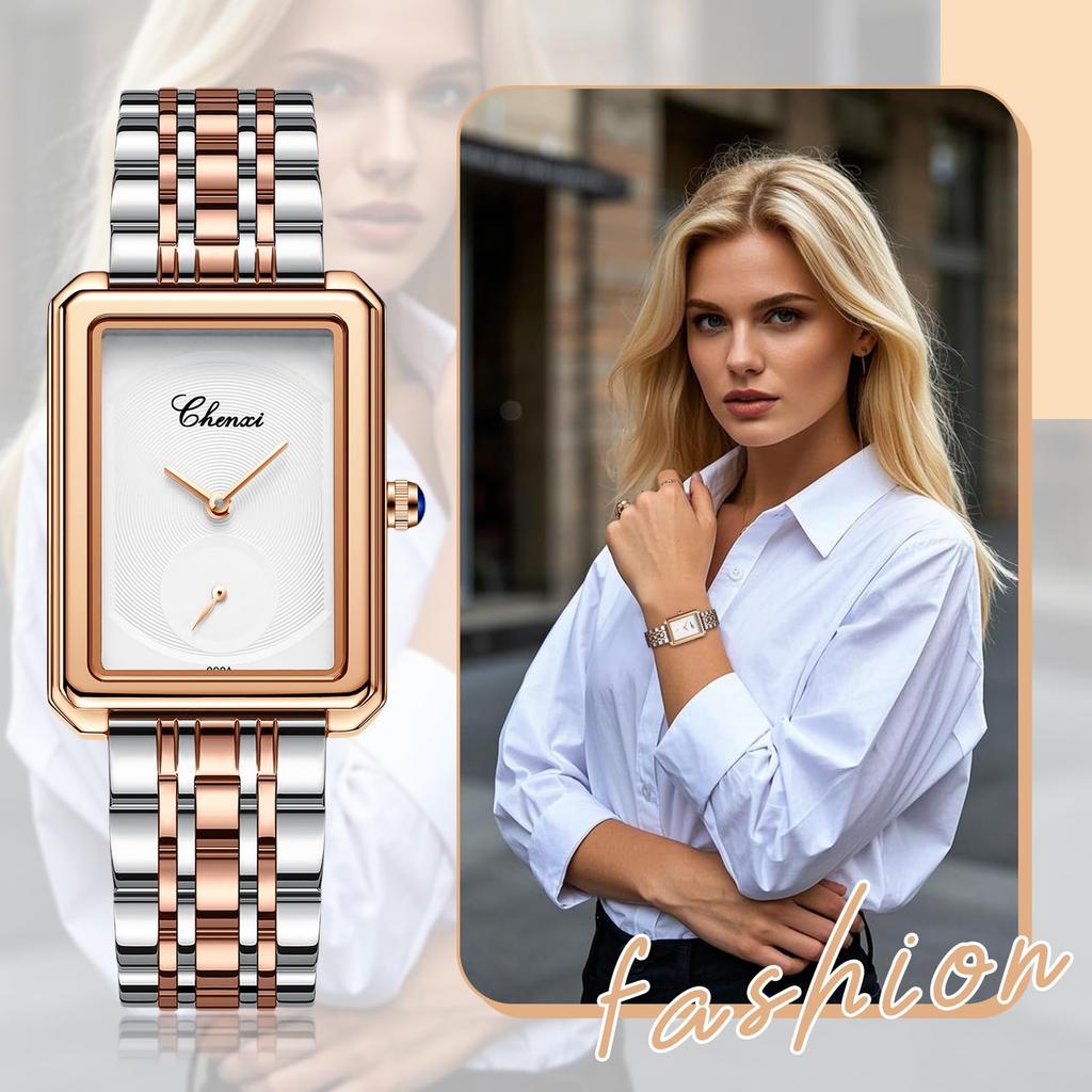 Stainless Square No With With Calendar Quartz Gold New Day Wristwatch, Women's, Waterproof, Rainproof, Steel, Dial, Index, Adjustable, Thin,
