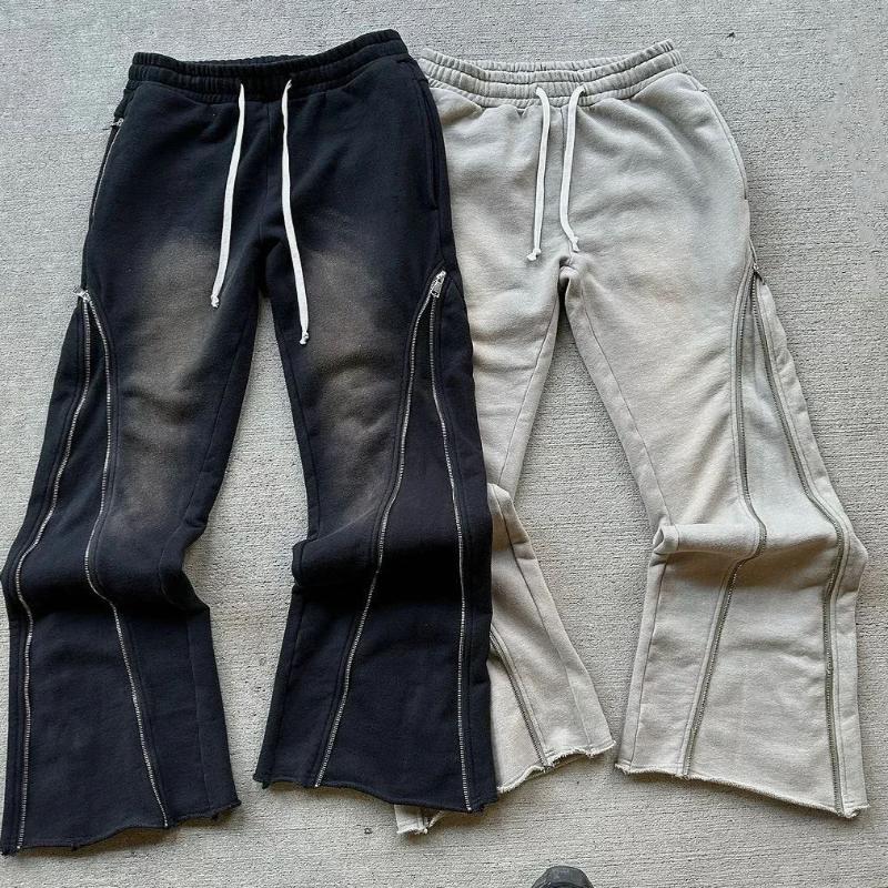 Evropský a americký high street design smysl zip retro ležérní unisex všestranné módní kalhoty