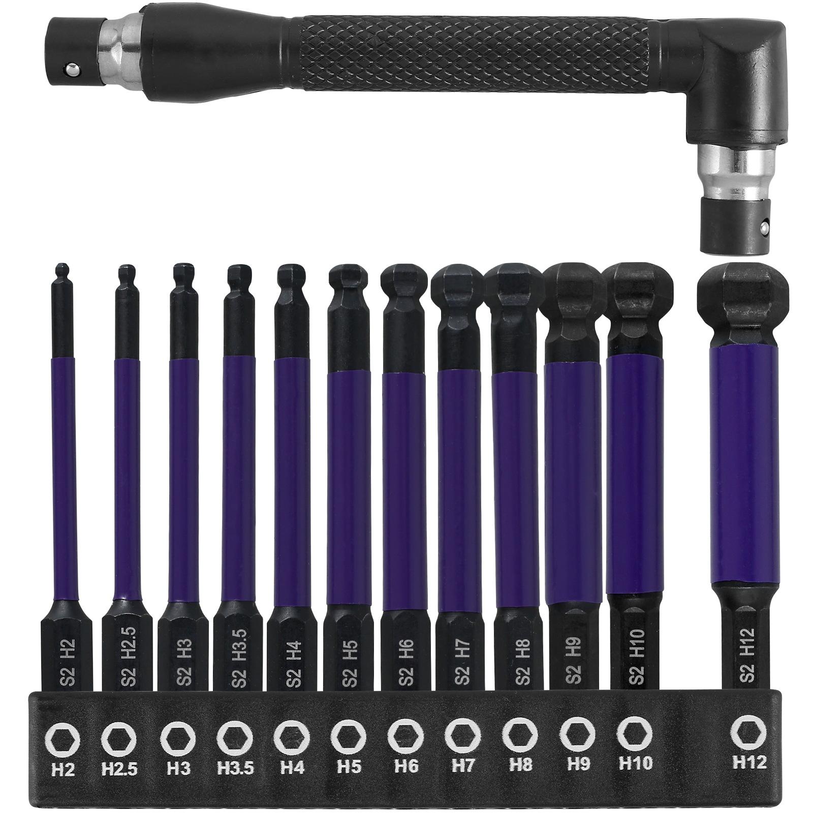 

12Pcs Ball End Hex Bit Set Ball End Hex Screwdriver Bit Set S2Alloy Steel Ball End Hex Head Allen Wrench 1/4in with Magnetic Tip