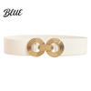 Wide Elastic Waist Belt 75cm Women's Belt, Stretch Fashionable with Slimming for Daily Commute Geometric Metal Buckle, Dress Corset Accessory