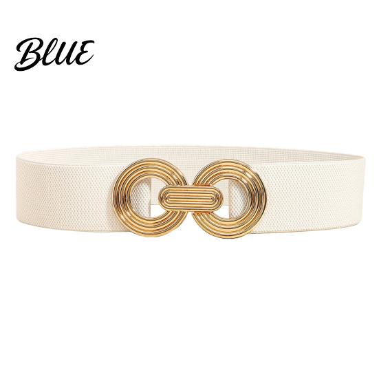 Wide Elastic Waist Belt 75cm Women's Belt, Stretch Fashionable with Slimming for Daily Commute Geometric Metal Buckle, Dress Corset Accessory