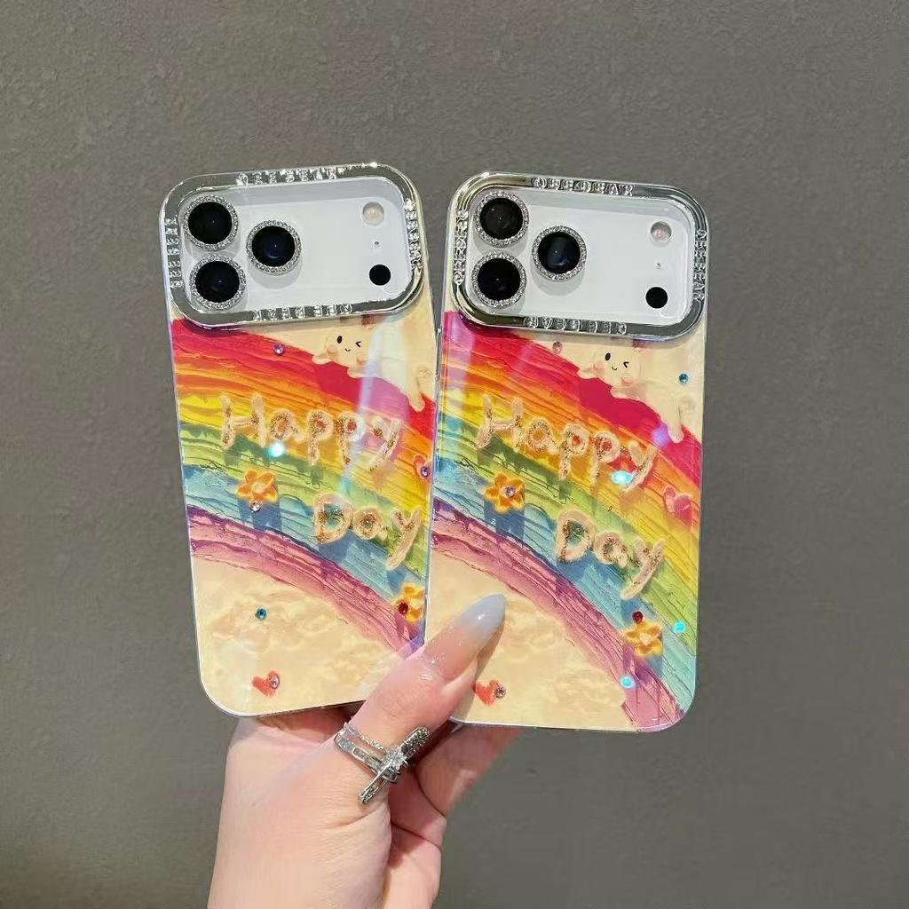 Diamond Rainbow Rabbit Phone Case For Iphone 17 Pro Max 14 11 16 Pro