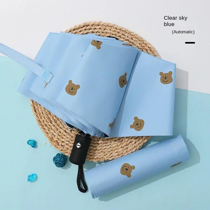 Regenschirm Cartoon Regen Dual-Use-Sonnenschirm Uv Bär Werbung Regenschirm Falten Sonnenschirm Sonne