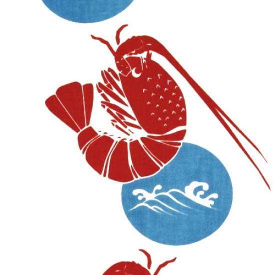 Dyeing Anbo Hand Towel the Shrimp Authentic Dyed Cotton Tokuoka Made In Japan 35cm X 100cm "Riding Waves" 100%