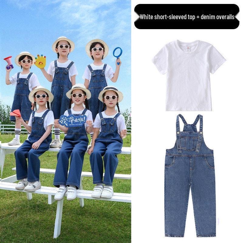 Children's Denim Overalls: Graduation & Sports Meet Uniform for Kindergarten & Primary