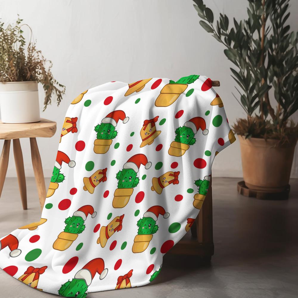 

Cute Cactus Throw Blanket Soft Cozy Flannel Fleece Bedspread Home Decor Gift Holiday Christmas Dorm Room College Teen Girls Boys 75x90cm