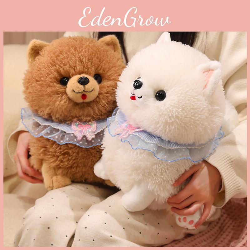 Scarf Lace Cute Pomeranian Plush Doll Children Companion Toy For Decor Room