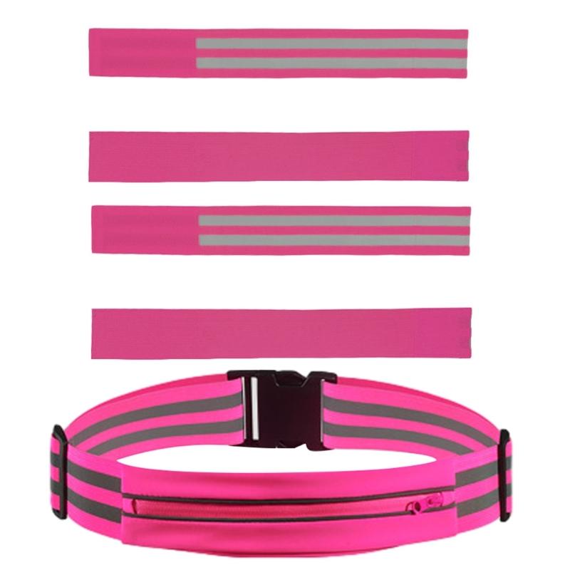 Reflective Glow Belt Be Seen and Protected During Nighttime Workouts! Reflective Waist Belt Storage Pocket Armbands