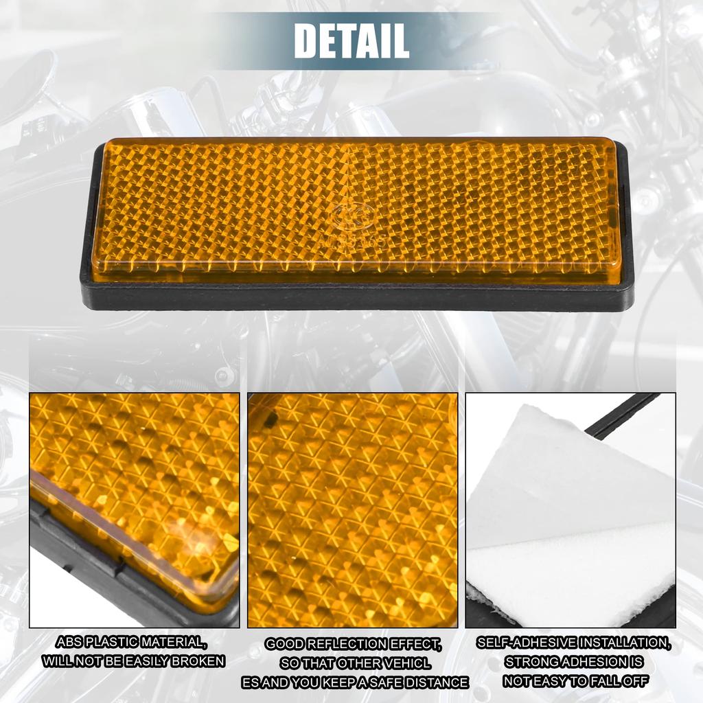uxcell Safety Spoke Reflective Stick Adhesive Reflector Gate Post for Car Trailer Motorcycle Truck Boat Bicycle Bike Rectangle Orange 6pcs
