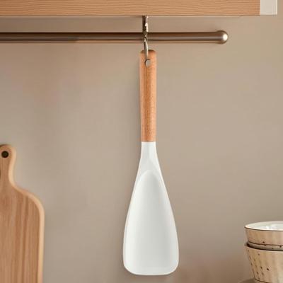 Cucchiaio da Cucina in Silicone per Pentole Antiaderenti Senza BPA Manico in Legno Resistente al Calore Mescolatore