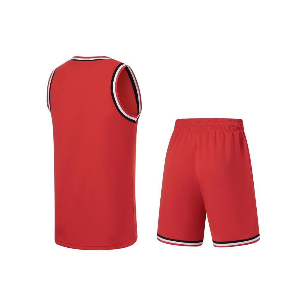 Li Ning Sports Basketball Series Logo Print Sweat-Wicking Competition Basketball Suit Men Sportswear Red AATT001-2