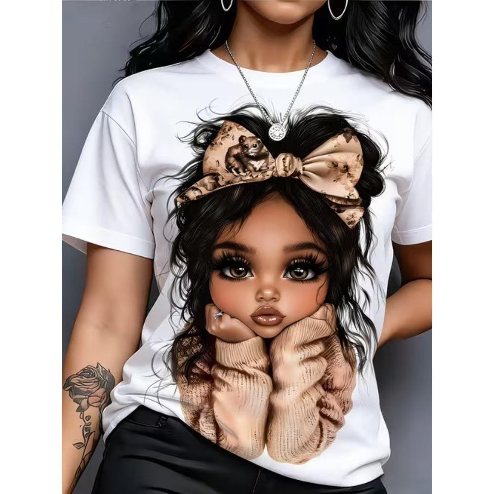 Fashion Women Women's Print with Floral Pattern T Shirt Funny Casual O-neck Short Sleeves T-shirt Summer Female Tee Shirt