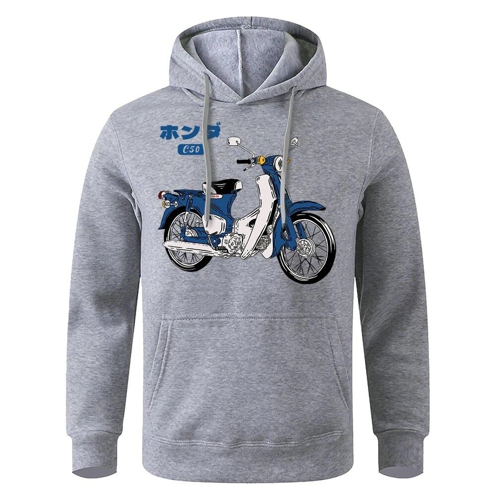 Classic Super Cub C50 Motorcyclesprint Unisex Hooded Soft Breathable Hoodies O-Neck Casual Hoodie Classic Harajuku Tracksuit Unisex