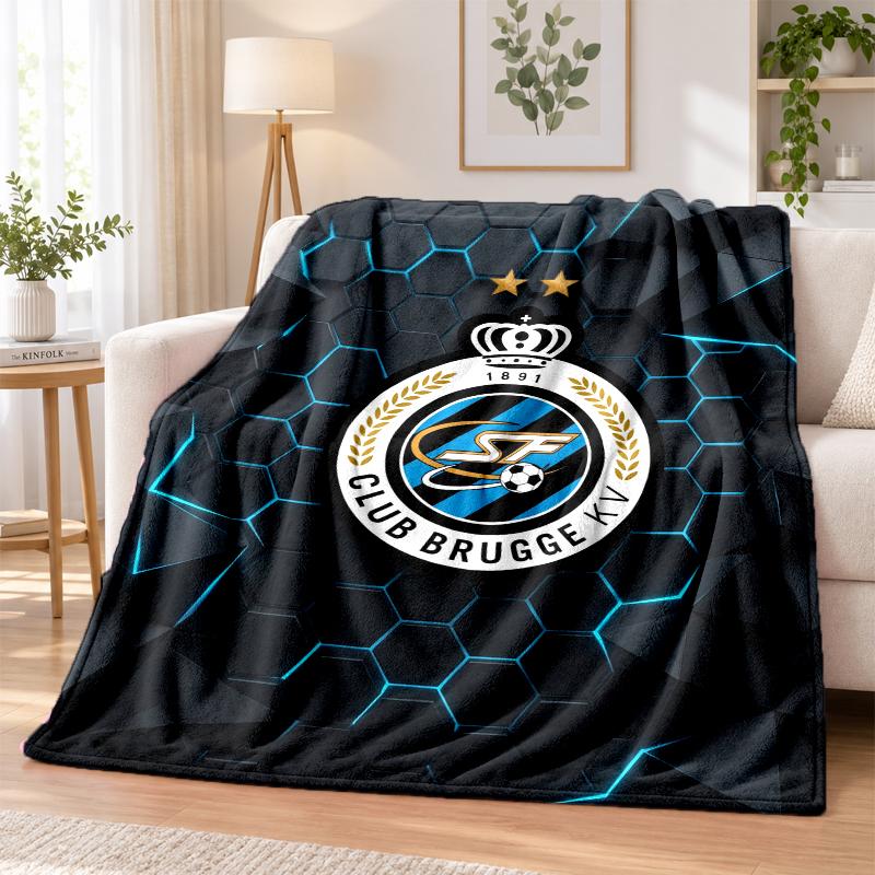 Club Brugge FC Printed Flannel Blanket Warm Comfort Bed Throw For Indoor Home Decoration