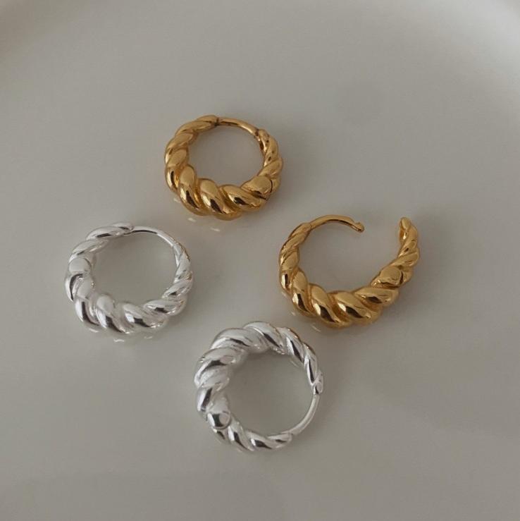 Fashion Jewelry 925 Silver Spiricle Twisted Earring for Women 925 Sterling Silver 18K Gold Plated Hoop Earring Jewelry