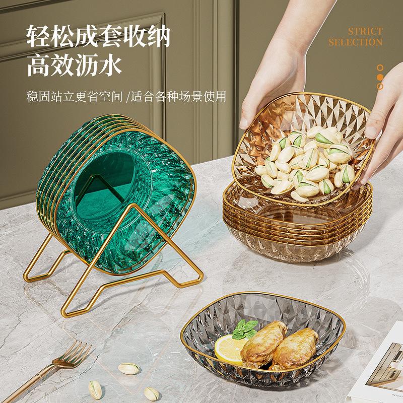 Transparent Fruit Plate, Living Room Household Coffee Table, Snacks, Candy Box, Grid Dried Fruit Plate, Nut Plate