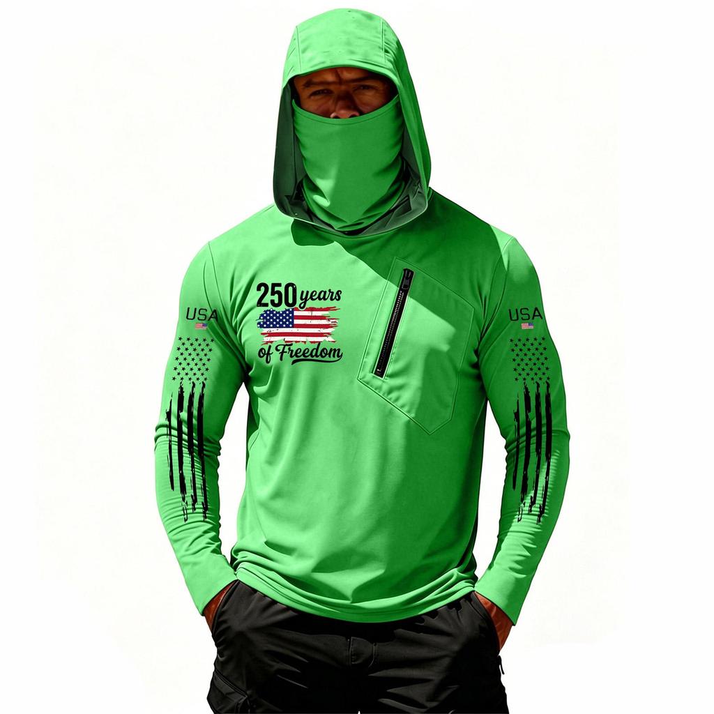 Camiseta Casual con Capucha de Manga Larga para Hombre con Protección Solar