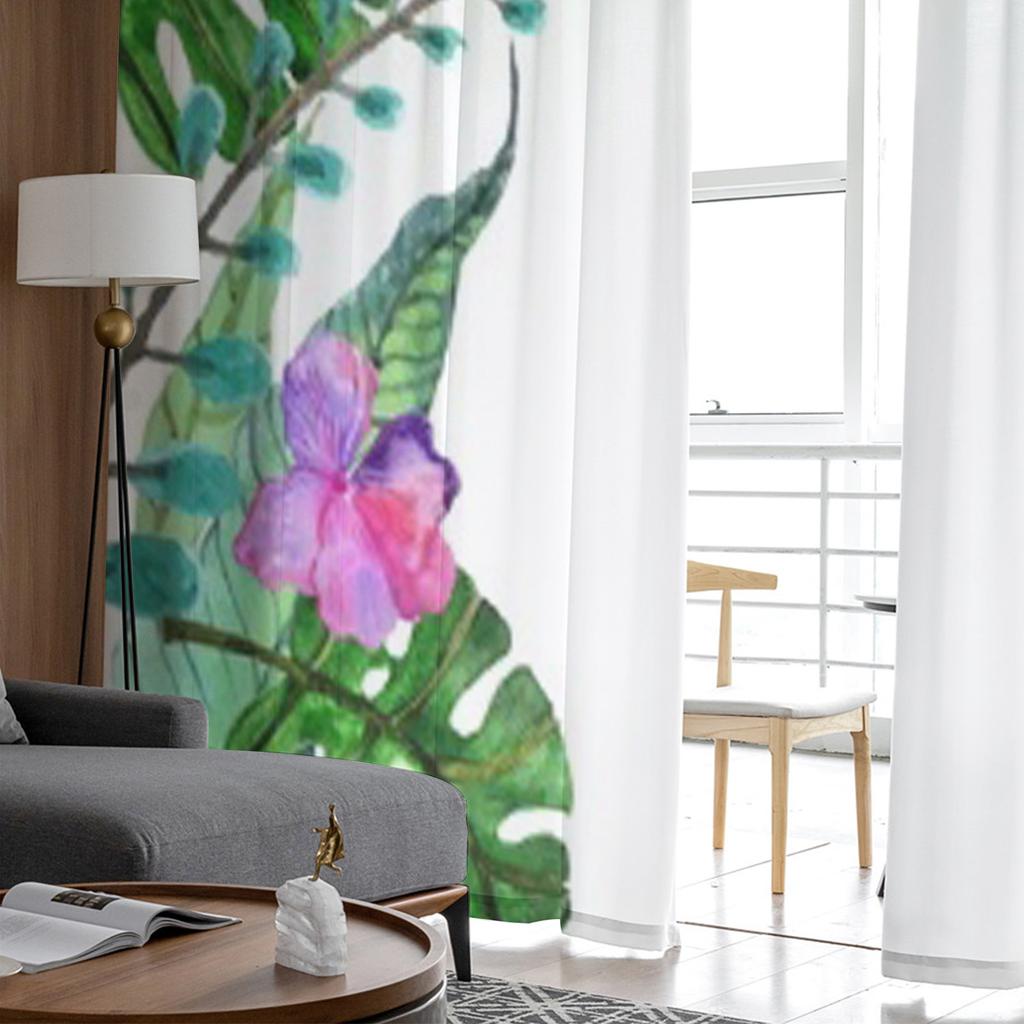 Floral Tropical Orchid Flowers Leaves And Butterflies Sheer Curtains Living Room Tulle Window Curtain Bedroom Kitchen Drapes