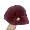 Thickened Bucket Hats Pearl Flower Decor Thermal Hat Solid Color Women Winter Hat  Autumn Winter