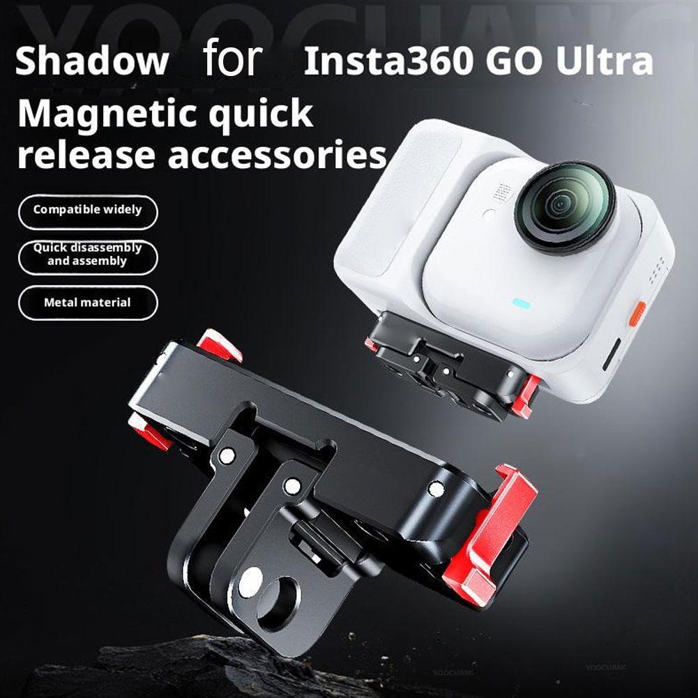 For Insta360 Go Ultra Metal Quick-Release Base Dual-port Design With 1/4" Screw Holes Foldable Dual-Claws Base Extension Bracket